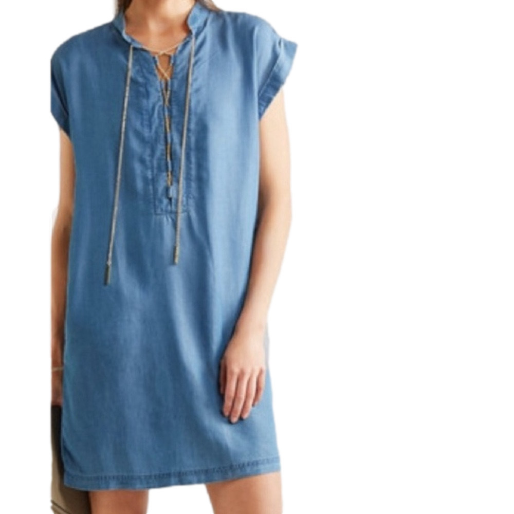 MICHAEL KORS Chain detail chambray dress ⛓️ medium ⛓️